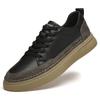 Men's shoes autumn first-layer cowhide white shoes trendy British style thick-soled lightweight sports shoes casual board shoes men