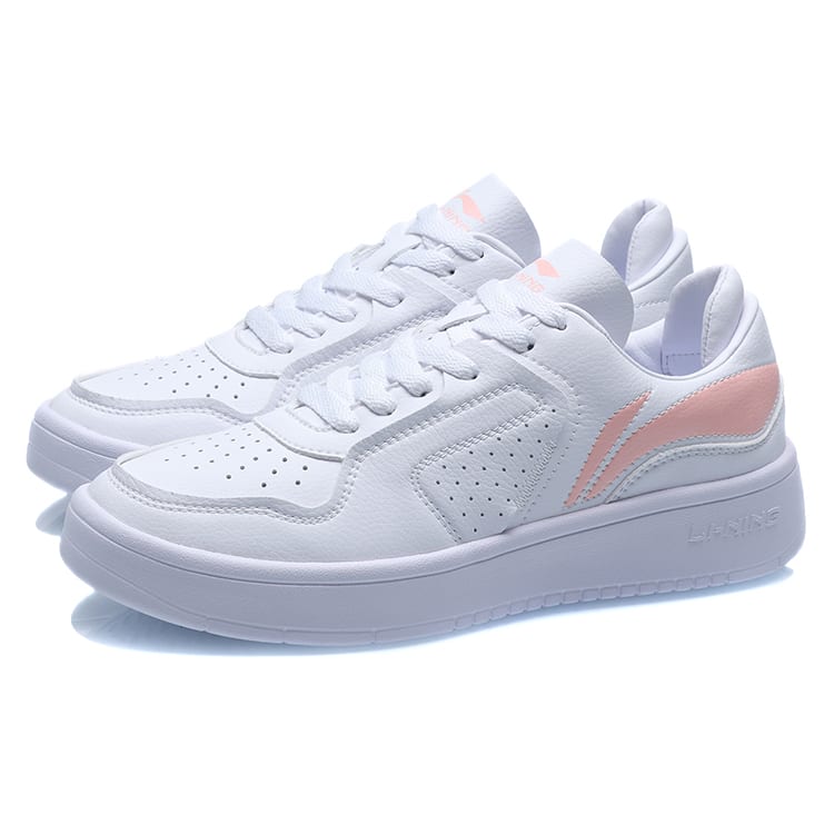 Li Ning Street Player Synthetic Leather Slip Resistant, Lightweight, And Breathable Low Top Skateboard Shoes Women's AGCQ328-4