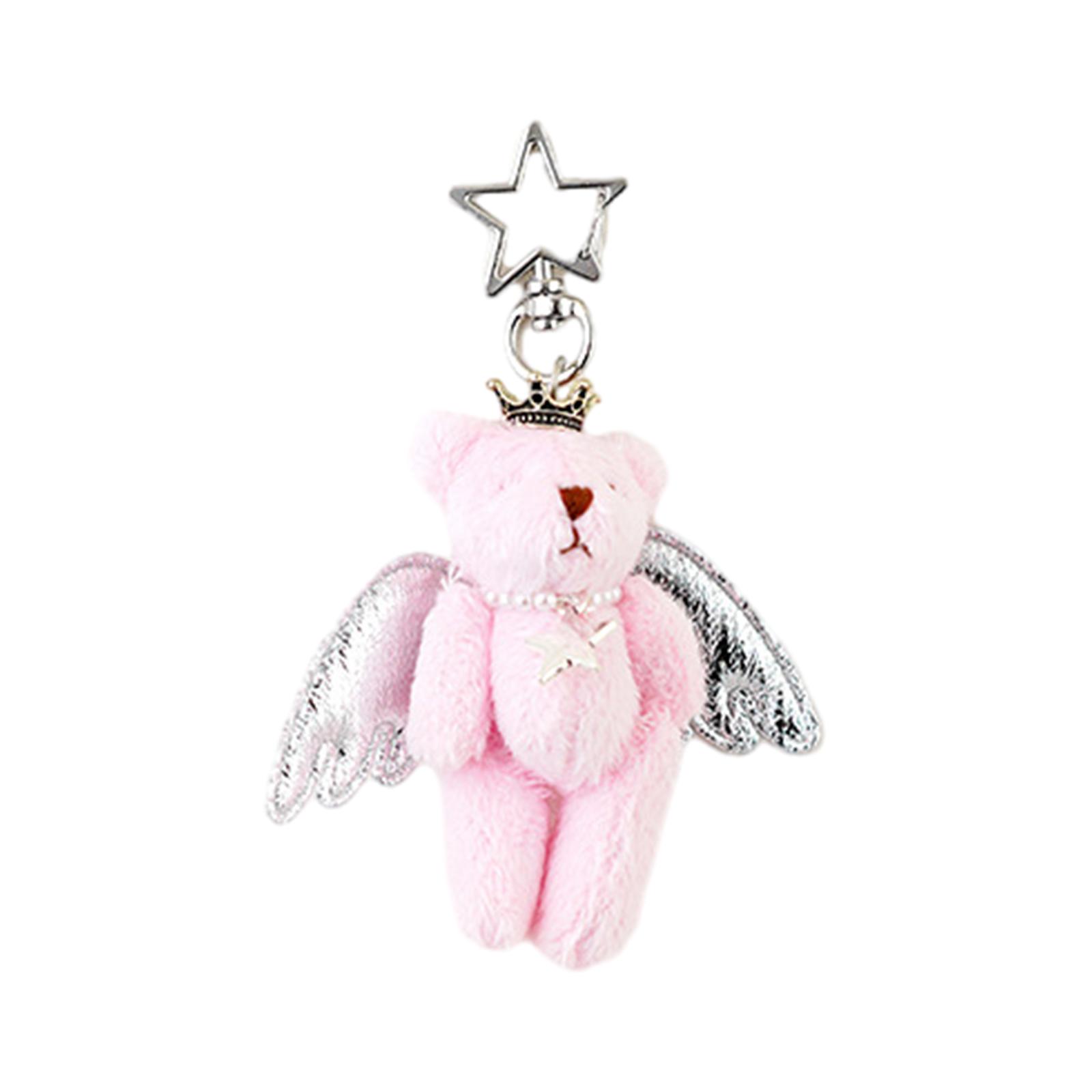

Милый мини-брелок-подвеска в виде ангела-мишки, прекрасный плюшевый брелок-шарм для кошелька, сумки, рюкзака, сумочки розовый