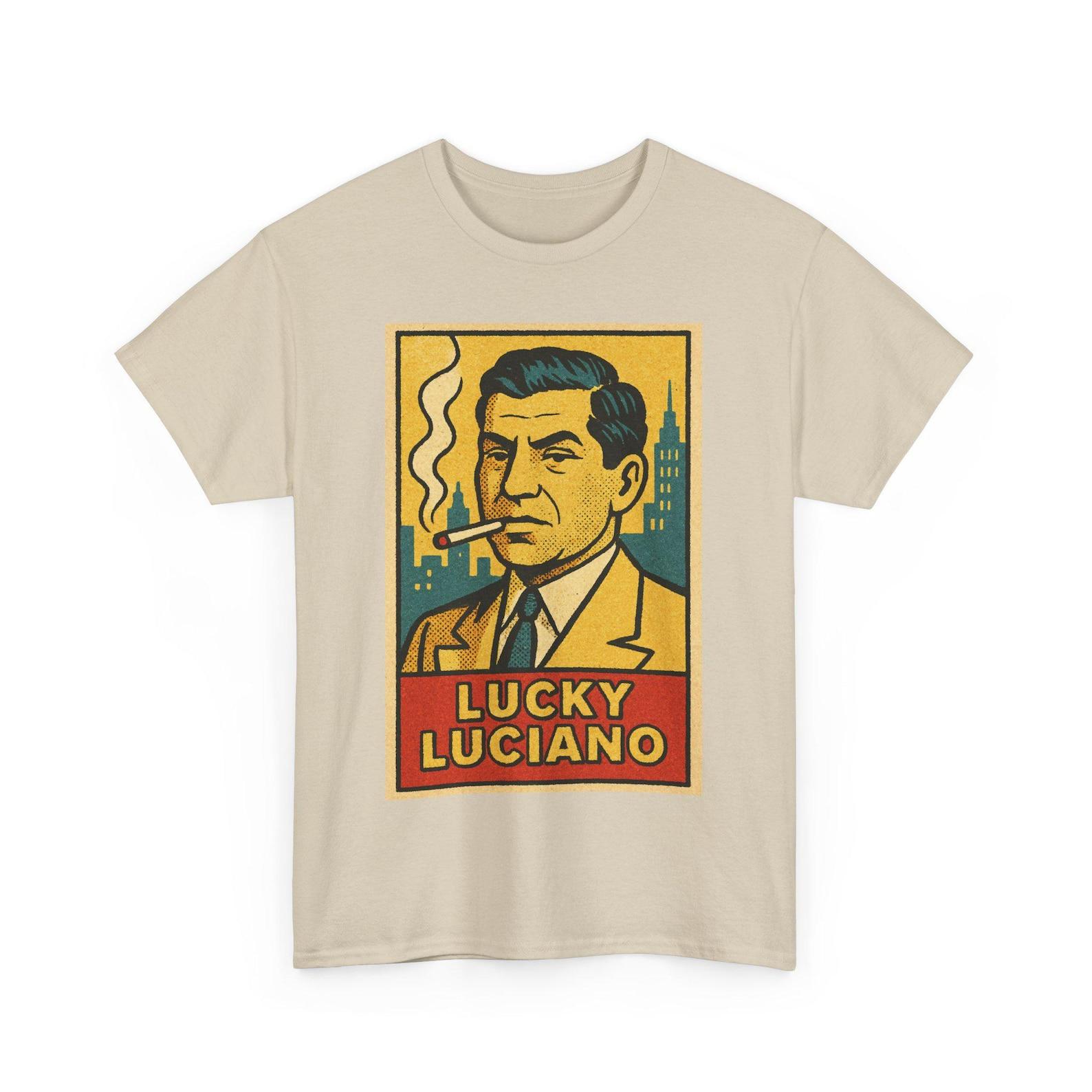 Lucky Luciano T-Shirt: Retro Comic Mafia Boss Graphic Tee 2XL