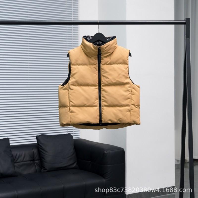Womens Short Puffer Vest With Hood 90% White Duck Down Fill Streetwear Style Winter Outerwear