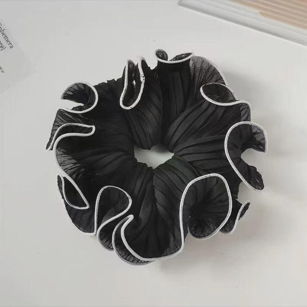 1pc Fashion Korean Retro Folded Chiffon Oversize Scrunchies Women Sweet Temperament Trendy Exaggerated Hair Band Hair Decoration