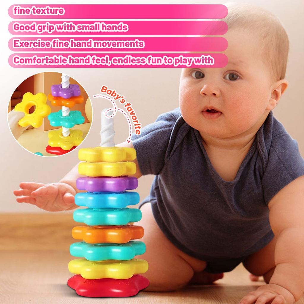 Stacking Ring Toy for Toddlers Early Learning Educational Baby Toy Developmental Skills Building and Hand Eye Coordination Activity