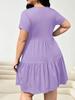 European & American Women's Solid Color Ruffle Hem Short Sleeve T-shirt Dress, Casual Fashion (2026)