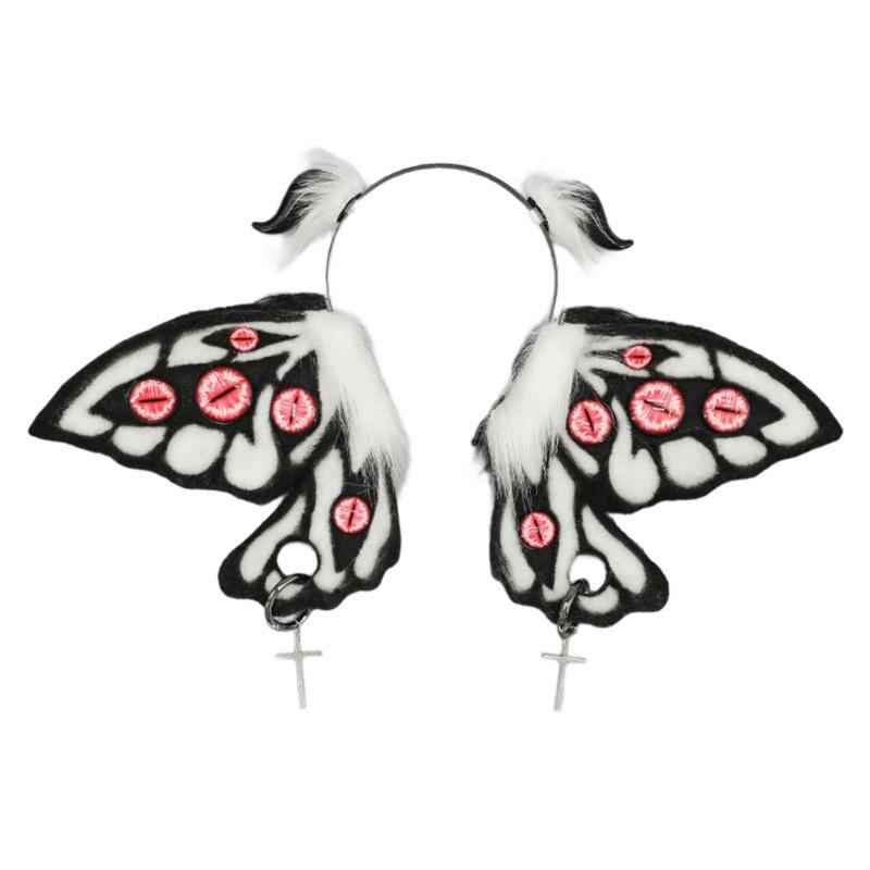 

Dark Series Devil Ear Hairband Halloween Maid Hairhoop Roleplaying Character Hairdband Costume Accessories Headpiece червоний