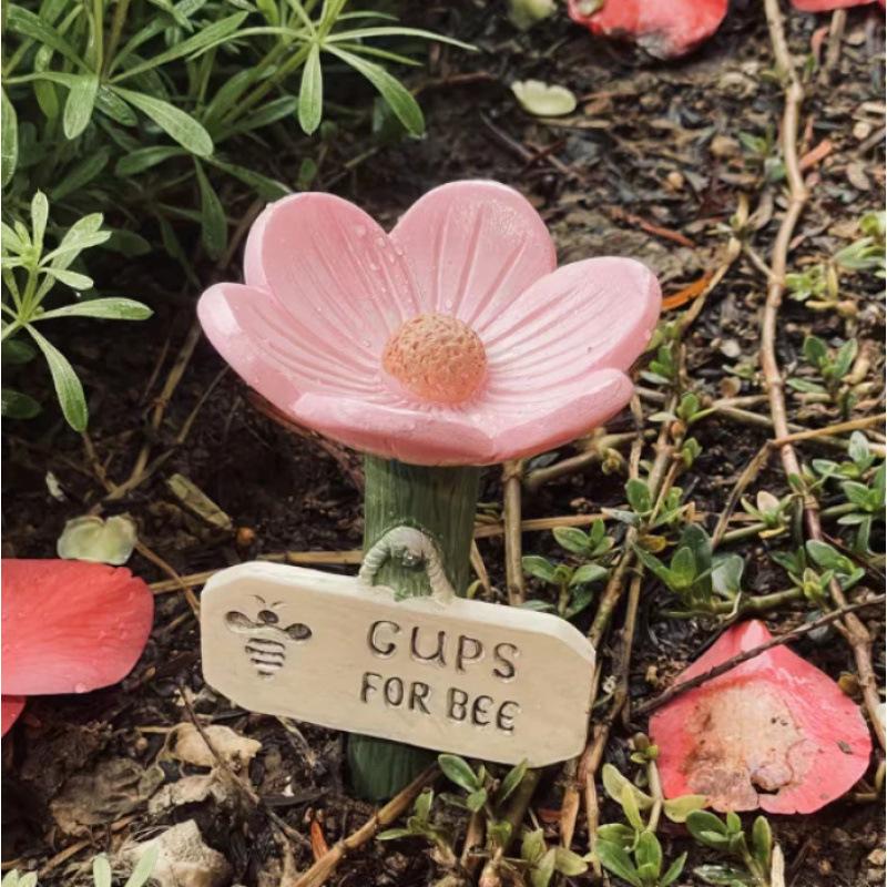 GardenJoy Flower Shaped Ceramic Bee Watering Station Outdoor Garden Yard Decorative Drinking Dish For Wild Pollinators And Bees