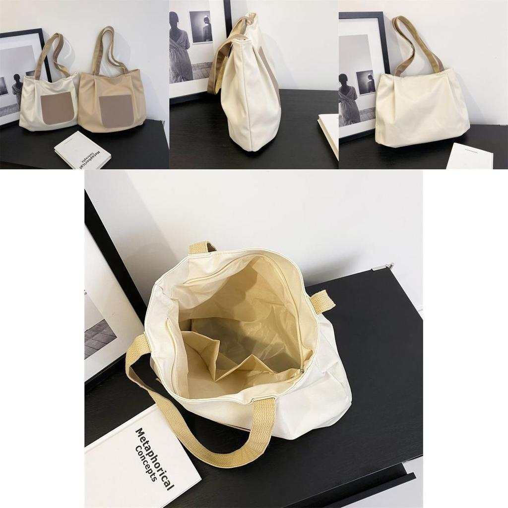 Urban Chic Nylon Tote Bag Large Capacity Stylish Grocery Shopping Bag With Zipper