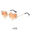 Fashion Rimless Sunglasses Flame Unique Big Love Heart Eyewear Luxury Brand Designer Vintage Sun Glasses Shades UV400 Eyewear