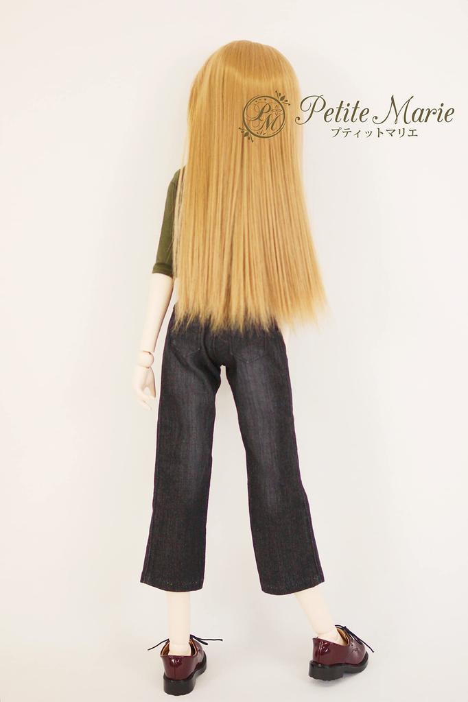 Petite Marie DDS Compatible Wide Wide Stretch 60cm BJD Doll Clothes 1/3 Okayama-Processed 8-Length Jeans, Black, KOJIMA-Processed Jeans, Low-Rise