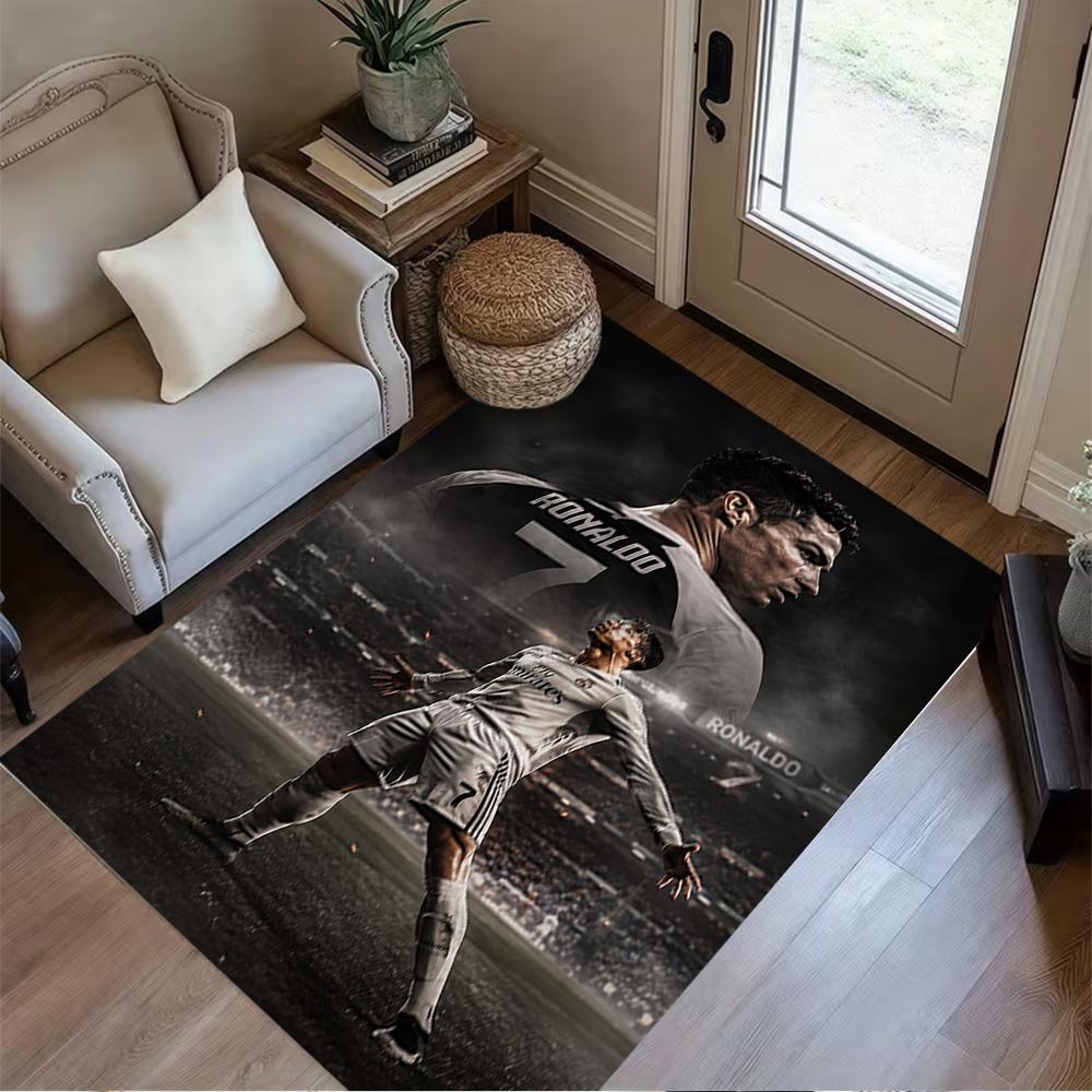 Ronaldo's Legacy Fußball Teppich Design für Spielzimmer Flur Spielzimmer Arbeitszimmer Rutschfester Teppich Anime Büro Dekor