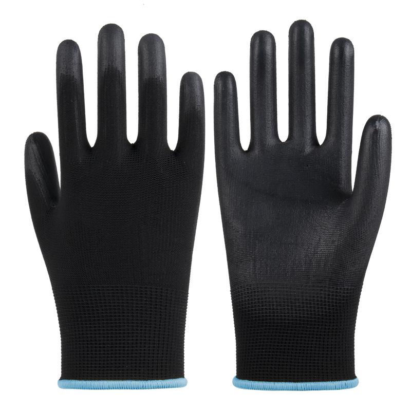 Λευκά Γάντια Παλάμης με Αντιστατική Επικάλυψη PU, Χωρίς Σκόνη, Προστασία Δακτύλων με Χρωματιστή Λωρίδα