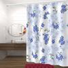 JIT1pcs Nordic Fresh and Simple Blue Floral Shower Curtain, High-end Elegant Bathroom Curtain, Bathroom Decoration Pattern