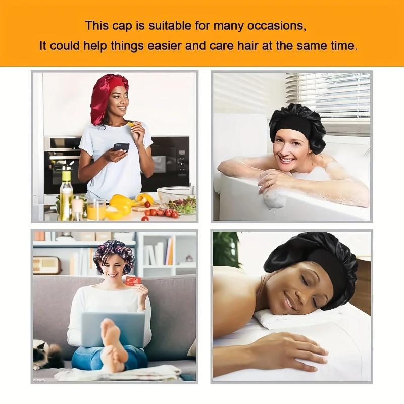 Long Silky Sleep Bonnet For Straight Curly Hair, Extra Large Hair Bonnets For Dreadlock And Braids, Satin Sleeping Caps Nigh