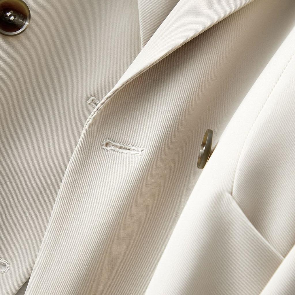 Chic Vertical Striped Blazer with Spring Contrast Cuffs, Elegant Suit Coat In Small Fresh Style