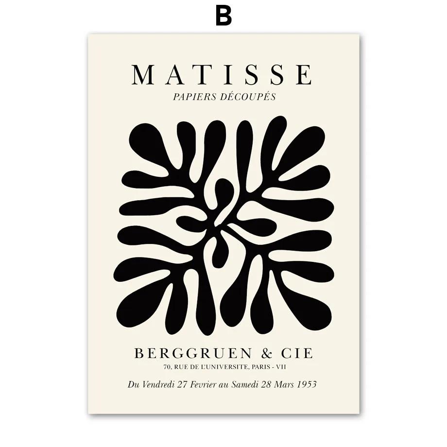 Black Abstract Matisse Coral Birds Leaves  Nude Wall Art Print Nordic Poster Canvas Painting Home Decor Pictures For Living Room