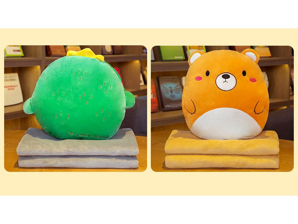Fruit Animal 3-in-1 Pillow Blanket: Dual-Use Nap Pillow, Car Cushion, and Air Conditioning Blanket