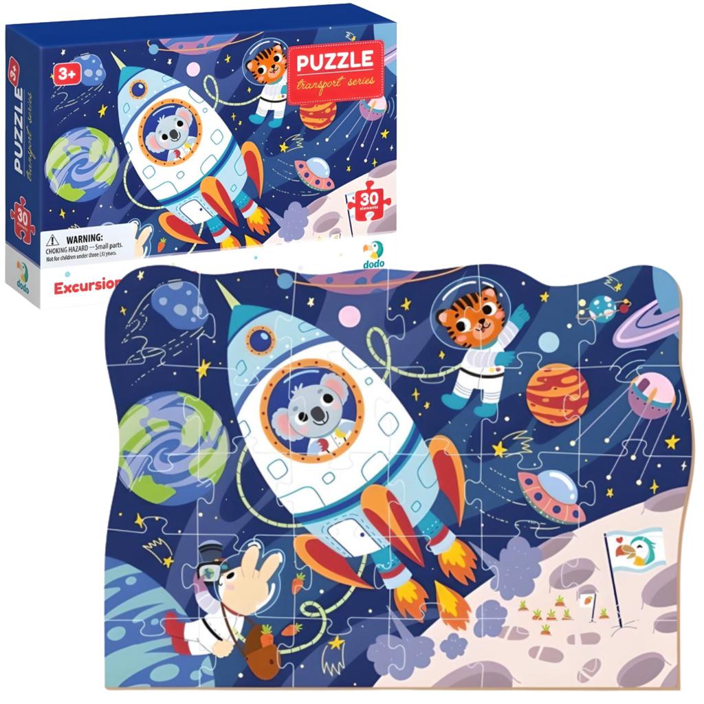 Puzzle Wyprawa W Kosmos 30 Elementów Kolorowa Układanka Dla Najmłodszych