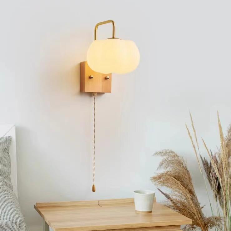Japanese-Style Retro Log Wall Lamp for Bedroom, Living Room, or Corridor