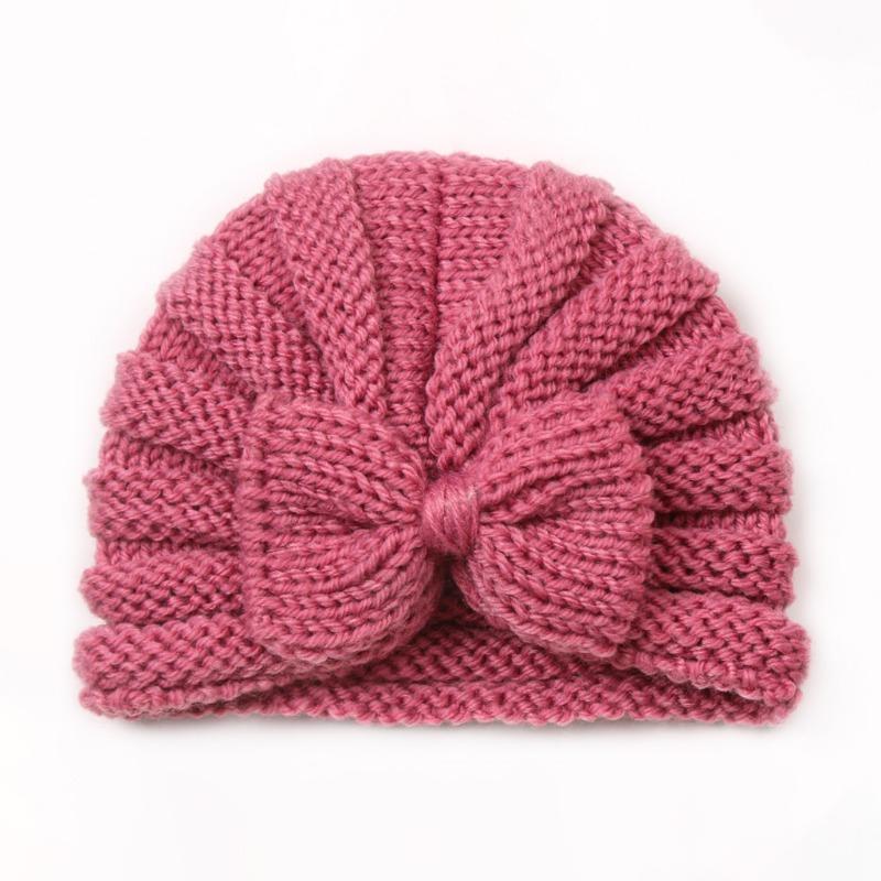 Autumn and Winter New Baby Bow Hat, Children's Knitted Warm Wool Hat, Baby Fetal Hat