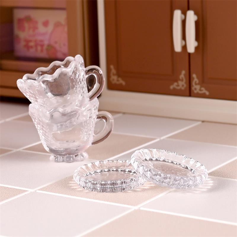 10 Set Dollhouse Miniature Hello Kitty Transparent Cup Models Dollhouse Living Room Scene Accessories Kids Pretend Play Toys Diy