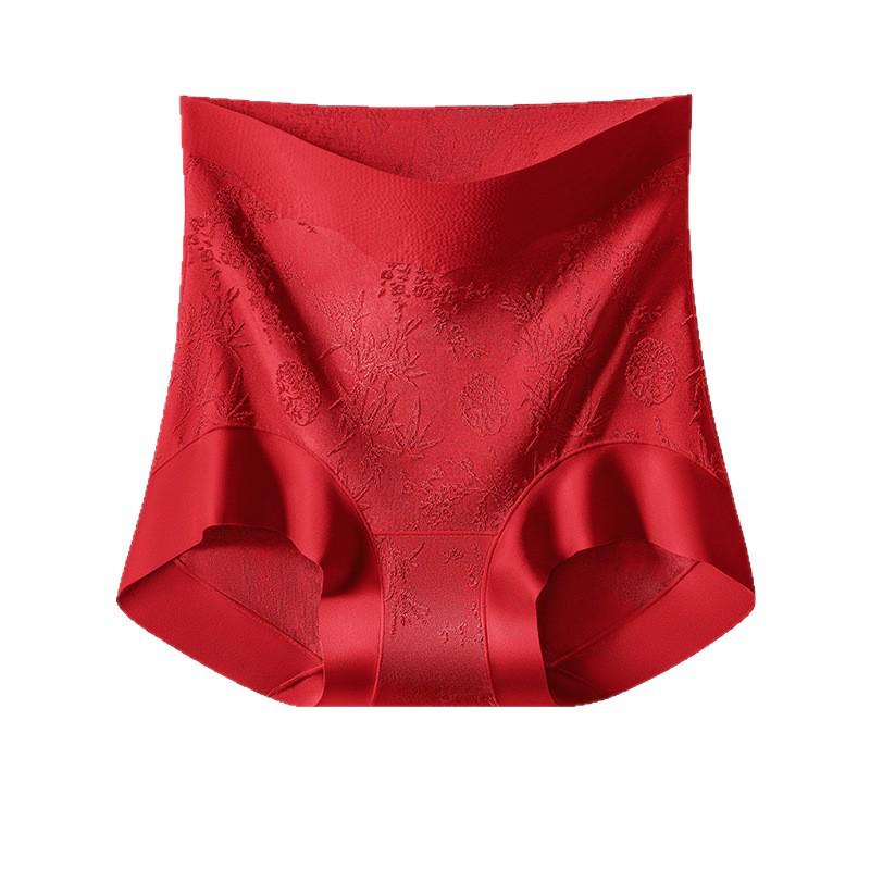Mizhai Women's High-Waisted Tummy Control Silk Underwear, Chinese Style, Plus Size, Antibacterial Mulberry Silk Crotch