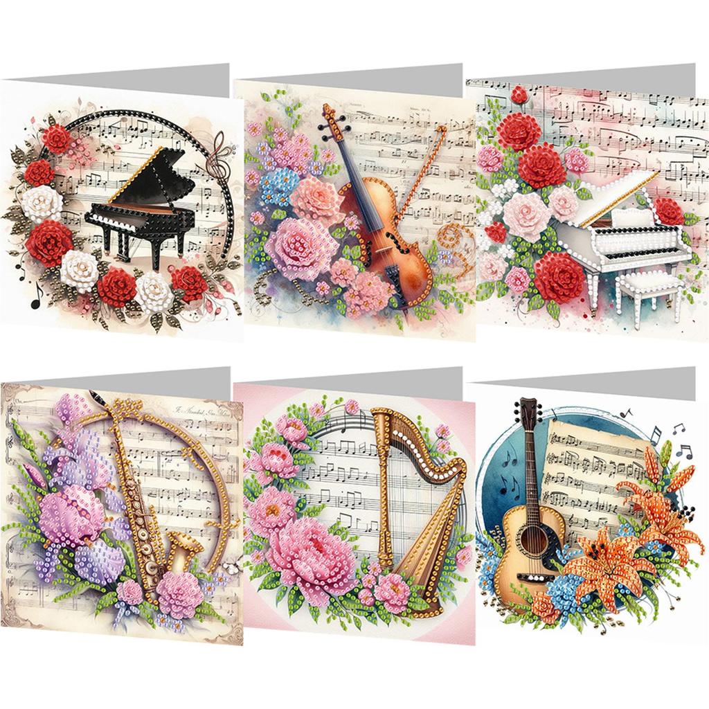 6Pcs Butterfly Flower DIY Diamond Painting Card Diamond Drawing Card Diamond Daily Wish Card Gifts for Family Friends and Lover