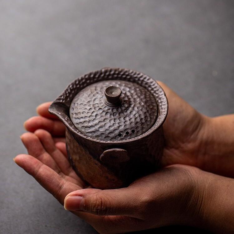 210ml Japanese Style Ceramic Gilded Teapot Vintage Old Rock Clay Coarse Pottery Kung Fu Tea Set