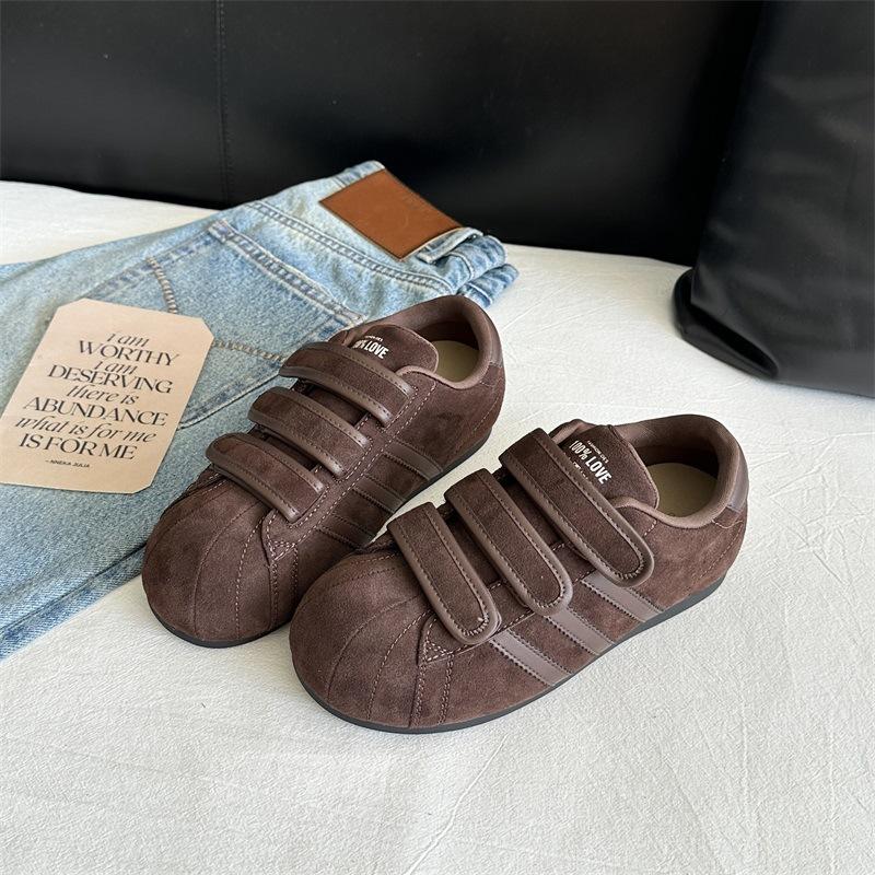 [Uncle Shoes] Brown new platform autumn retro sports shoes Velcro Dexun shoes women's fashion casual board shoes