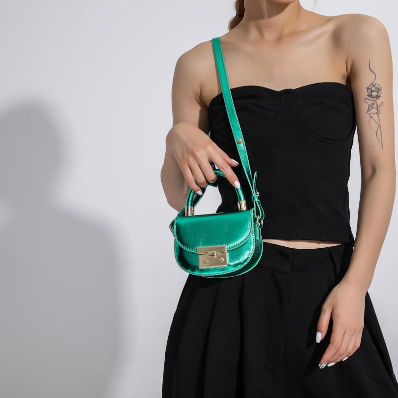 Chic Half-moon Pu Saddle Handbag With Lock Closure For Fashionable Daily Wear