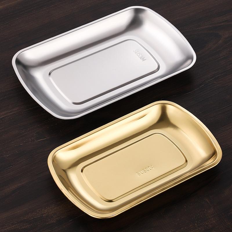 Rectangular Stainless Steel Storage Trays Non-Stick Cake Dessert Snack Dishes Barbecue Steak Plate For Food Kitchen Accessories
