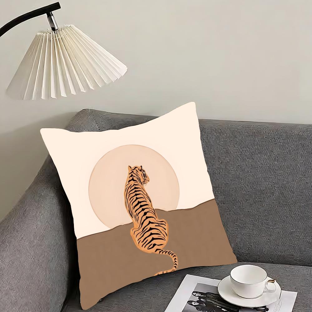 Animal Style Tiger Fashion Cushion Cover Pillowcase Ultra Soft Skin Friendly Fabric Cloud Like Comfort  Concealed Zipper