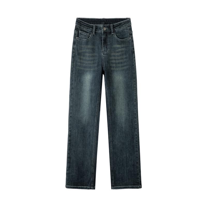 High-Waisted Slim Straight-Leg Jeans for Women, 2026 Spring/Autumn Trend, Floor-Length Cigarette Pants for Tall Figures.