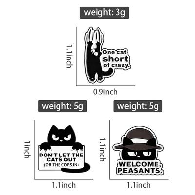 Black Cats Enamel Pins Funny Cool Kitten Meow Brooches Lapel Badges Simple Cartoon Animal Jewelry Gift for Friends