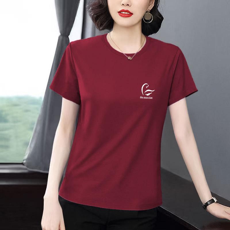 Mid-Aged Women's Summer Versatile Loose Slimming Plus Size Top T-Shirt