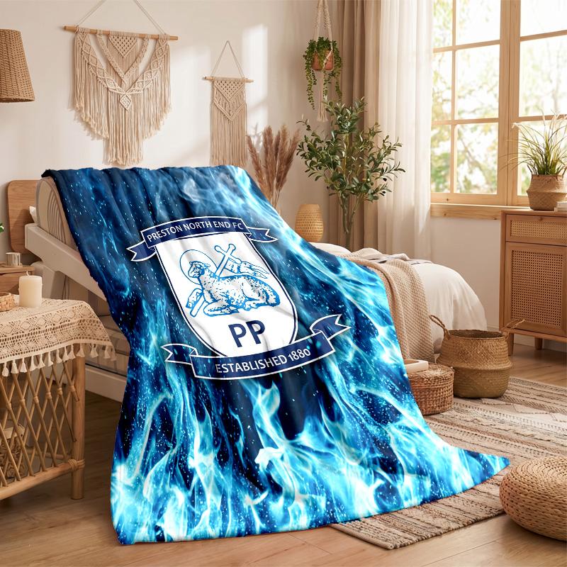 Preston North End Football Print Flannel Blanket Soft Warm Sofa Bed Throw Blanket For Home Office Bedroom