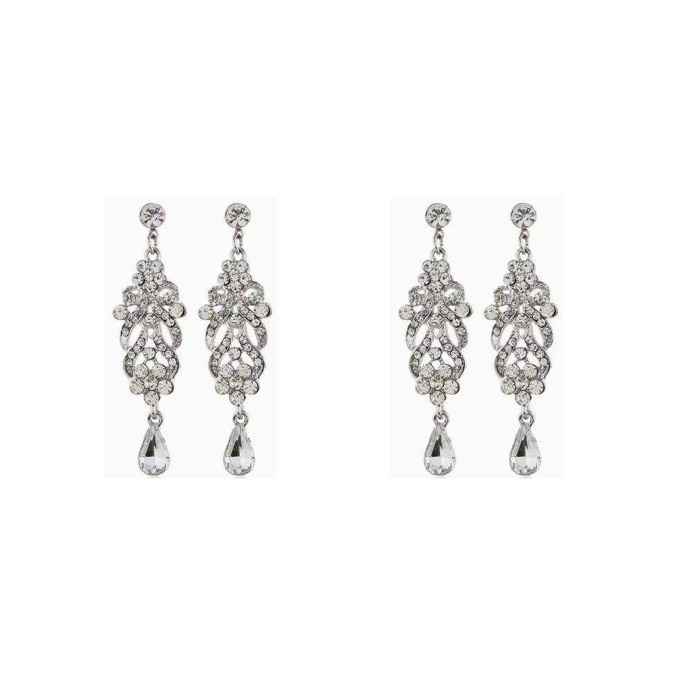 Fashion Crystal Wedding Drop Earrings for Women Silver Color Bridal Dangle Earrings Brides Gifts Birthday Party Jewelry