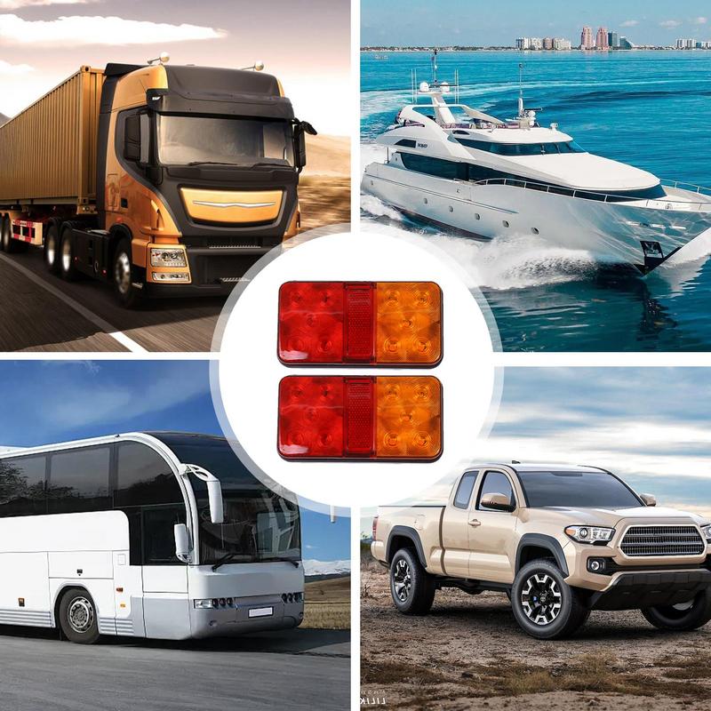 Trailer Brake Light 1 Pair LED Signal Tail Light 12V/24V/12-80V Trailer LED Tail Lights Night Driving Tail Lights For Bus