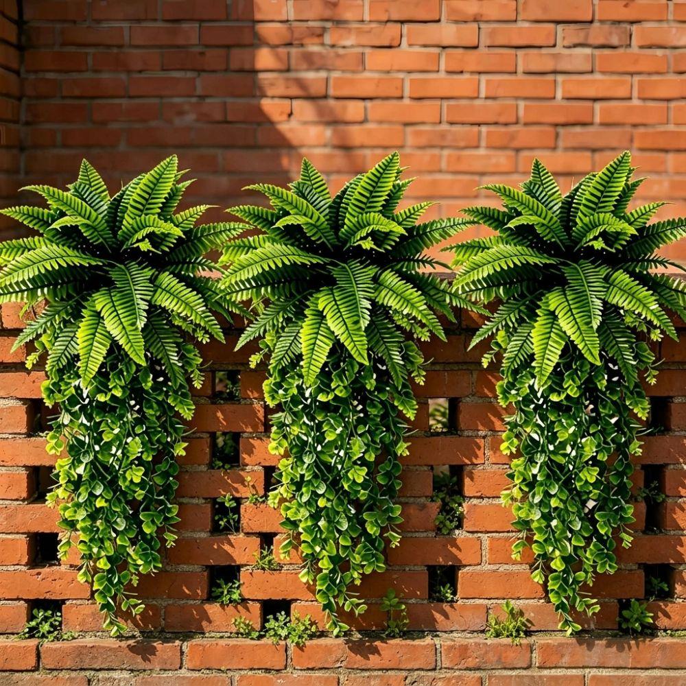 Real Touch Artificial Persian Fern Leafs Plastic Artificial Fern Hanging Plant Outdoor Garden