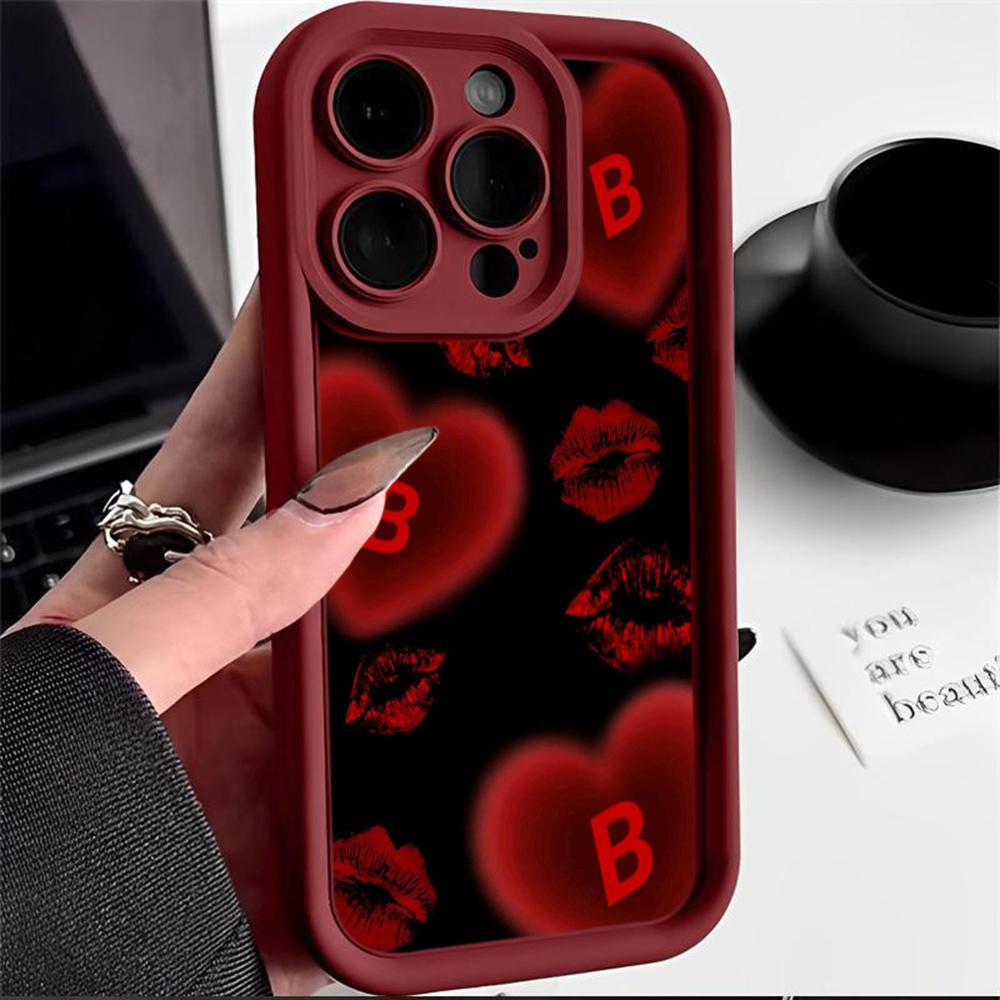 LZ22 Lips Kiss Digital Design Silicone Phone Case for iPhone 11 13 14 15 16 Pro Max 7 8 16 Plus 12 Mini XS Max XR Shockproof Back Cover