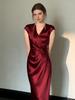 Haute Couture Satin V-Neck Cinched Waist Mermaid Dress