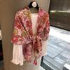 Summer Yunnan Tourism Ethnic Style Sunscreen Photo Silk Scarf Women'S Cotton And Linen Scarf Fashion Tassel Hanging Spike Thin Shawl