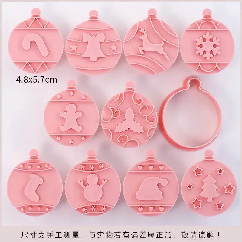 New Christmas Cartoon Snack Cookie Cutter Set 3D Embossing Mold Cookie Cutter Molds For Cake Kids Birthday Party Kitchen Tools
