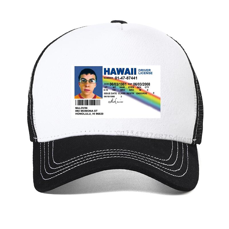 summer men Baseball Cap Mclovin id card superbad geek Mens Cotton hip hop caps teenagers cool summer Mesh breathable hat