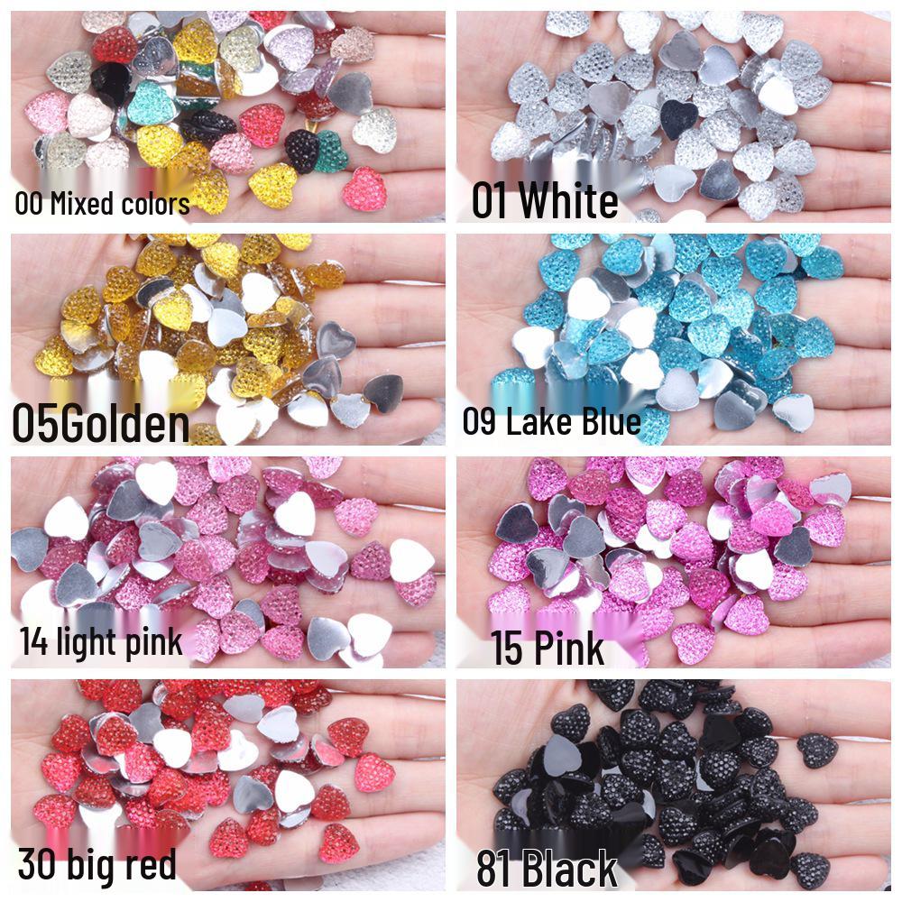 Multi-Color Shiny Peach Heart Resin Rhinestones - 8mm, 10mm, 12mm DIY Decor