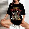 Maglietta di Natale Disney Donna 2026 Nuova Casual Cotone Maniche Corte T-shirt Vintage Cartone Animato Mickey Minnie Mouse Stampa Grafica Top