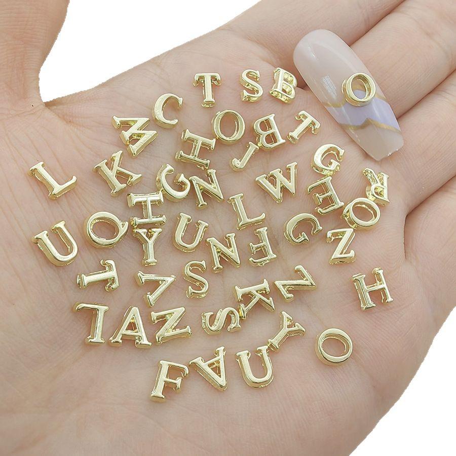 Alloy 3D Silver Letter Nail Art Decorations - Mixed Styles, Luxurious Nail Accessories