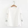 Camicetta a maniche lunghe ricamata Cappotto base di grandi dimensioni T-shirt primaverile e autunnale Camicia da cappotto bianca da donna retrò