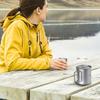 Outdoor Camping Ti 375ml Mug with Lid and Tea Filter Tea Cup for Camping Hiking Travel