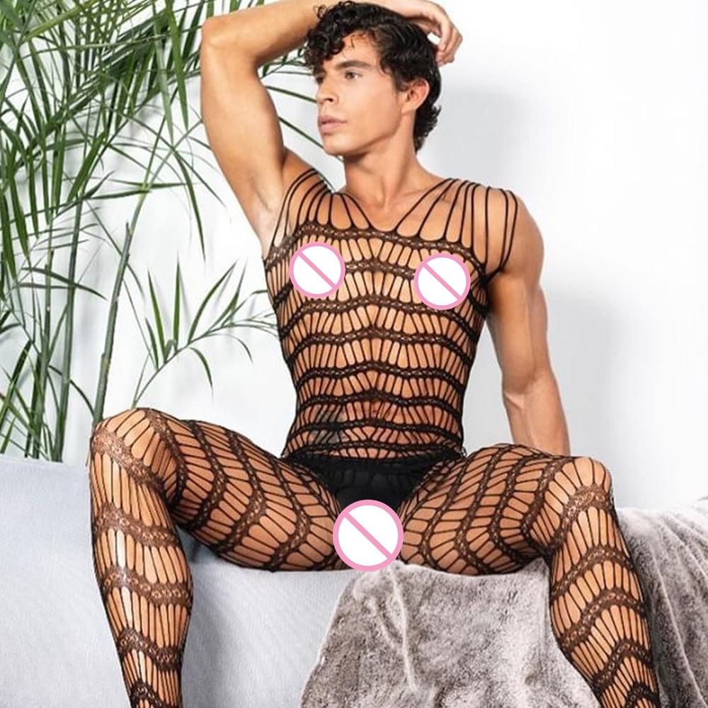 Sissy Sex Shop Adult Toy Men Lingerie Exotic Apparel Male Porn Jumpsuit Backless Leopard Bodystockings Porn Pantyhose Pajamas