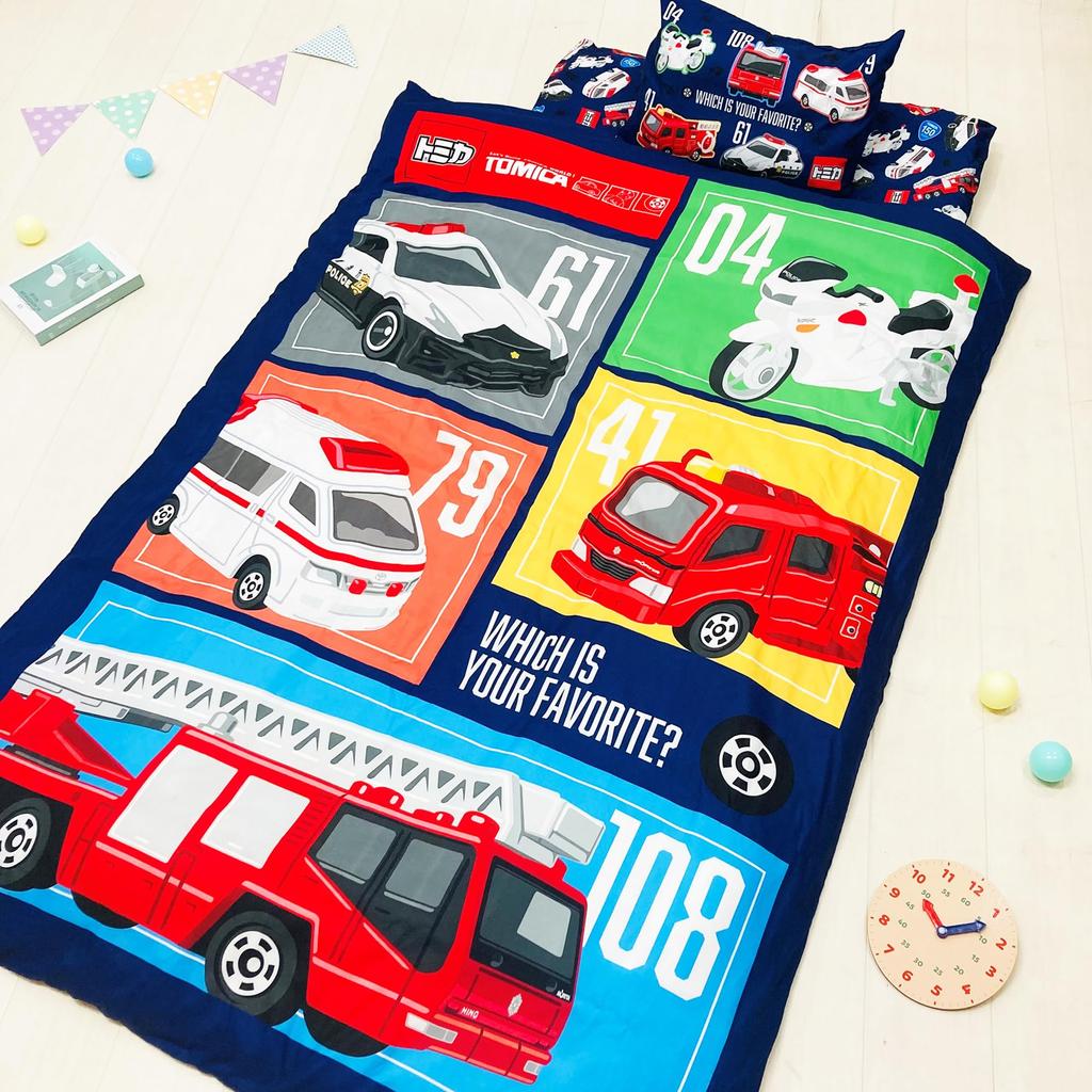 MORIPiLO Tomica Einzel-Futonbezug Einsatzfahrzeug Weich Pfirsichfarben Juniorgröße für Niedlich Polizei Feuerwehr Krankenwagen Morishita Makura (Tomica Skin) Kinder, Marineblau,